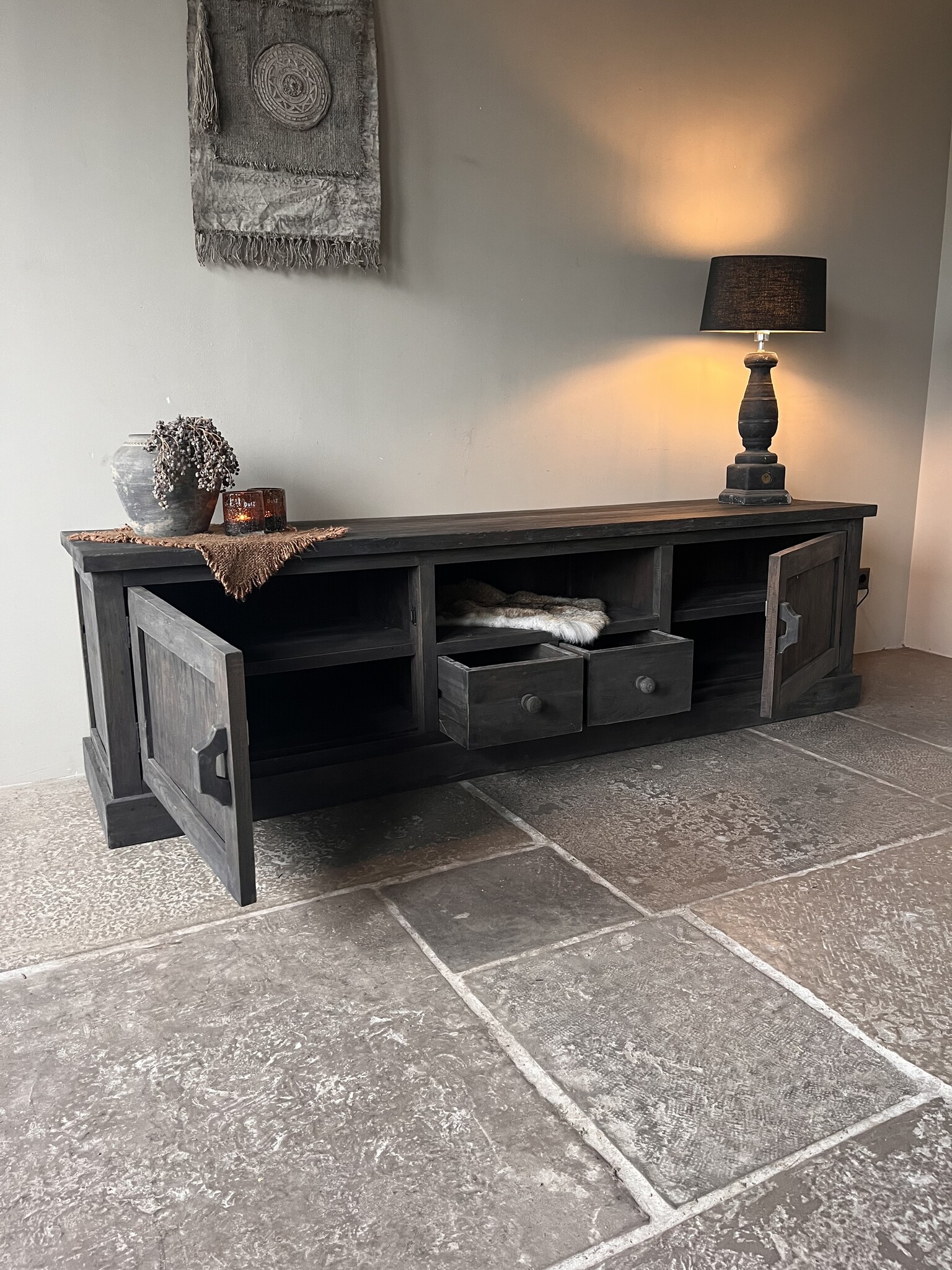 Rene Houtman TV-Meubel Rough | Dark Grey | B220xD50xH60 cm