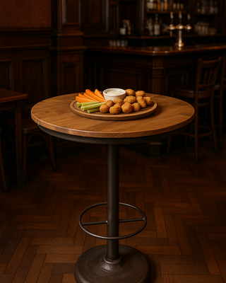 Rene Houtman Bartafel Rond 80 cm x H107 Cm Ijzer Teakhout