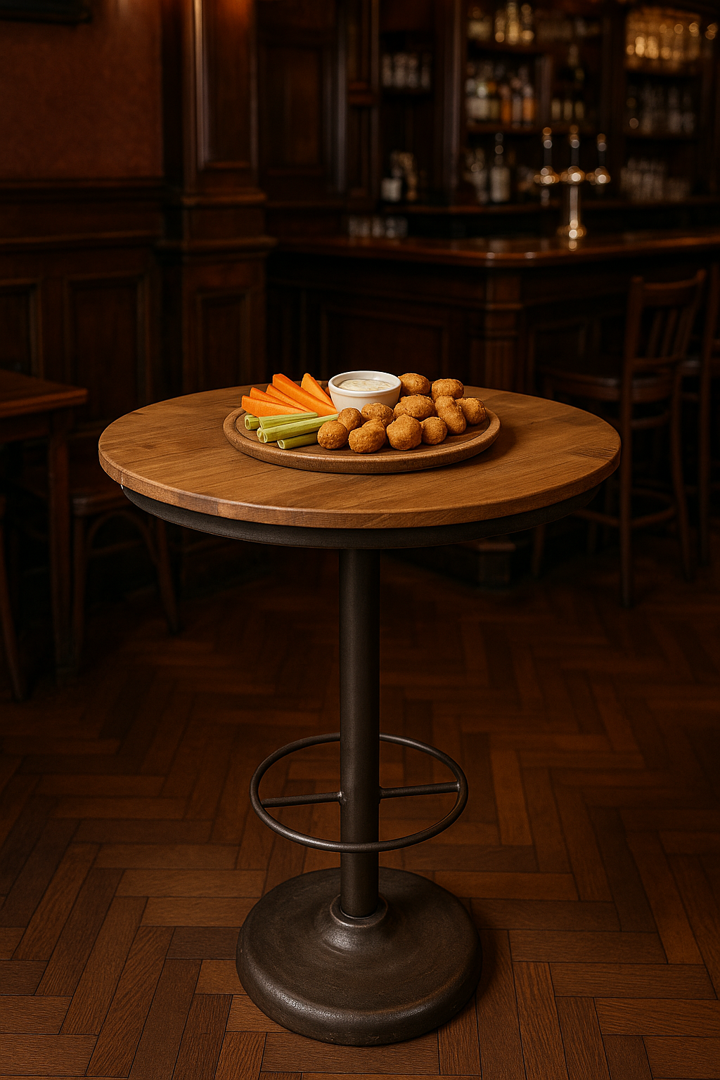 Rene Houtman Bartafel Rond 80 cm x H107 Cm Ijzer Teakhout