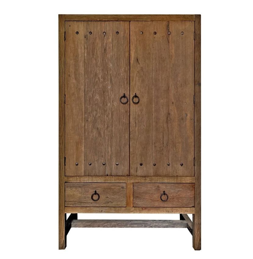 Rene Houtman Dichte 2-deurs kast 2 Lades - Naturel H220xB130xD50