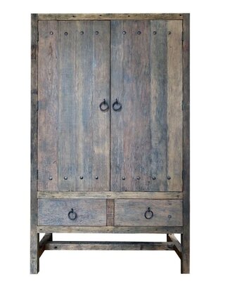 Rene Houtman Grote Dichte 2-deurs kast 2 Lades - Grijs H220xB130xD50