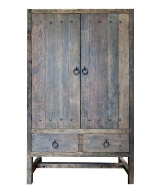 Rene Houtman Grote Dichte 2-deurs kast 2 Lades - Grijs H220xB130xD50