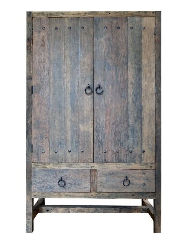 Rene Houtman Dichte 2-deurs kast 2 Lades - Grijs H220xB130xD50