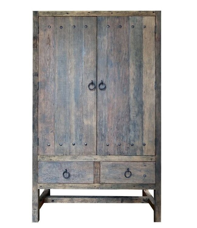 Rene Houtman  Dichte 2-deurs kast 2 Lades - Grijs H220xB130xD50