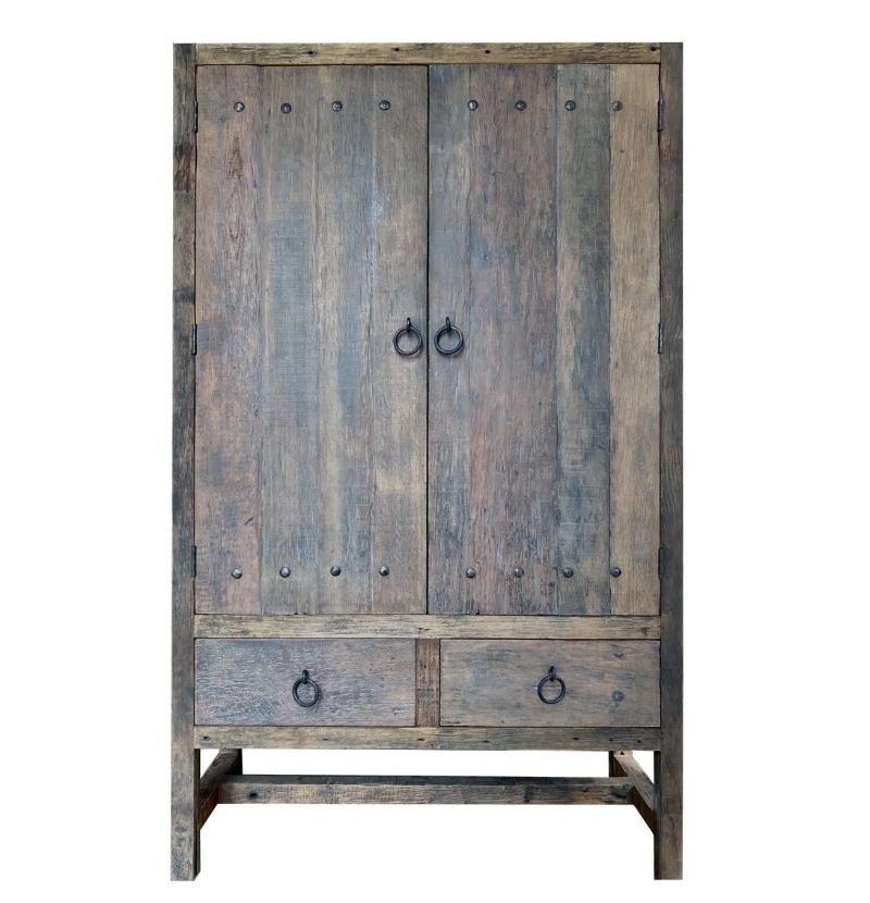 Rene Houtman Dichte 2-deurs kast 2 Lades - Grijs H220xB130xD50