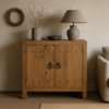 Commode Oud Hout 2-Deurs Naturel H90xB90xD40 Cm