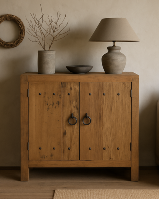 Rene Houtman Commode Oud Hout 2-Deurs Naturel H90xB90xD40 Cm
