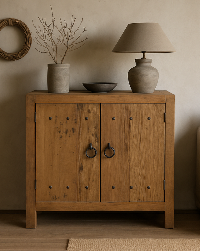 Rene Houtman Commode Oud Hout 2-Deurs Naturel H90xB90xD40 Cm