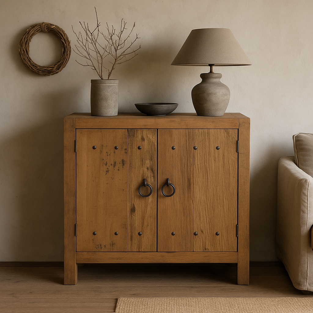 Rene Houtman Commode Oud Hout 2-Deurs Naturel H90xB90xD40 Cm