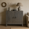 Commode Oud Hout 2-Deurs Grijs H90xB90xD40 Cm