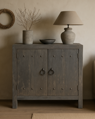 Rene Houtman Commode Oud Hout 2-Deurs Grijs H90xB90xD40 Cm