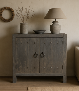 Rene Houtman Commode Oud Hout 2-Deurs Grijs H90xB90xD40 Cm
