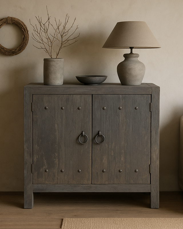 Rene Houtman Commode Oud Hout 2-Deurs Grijs H90xB90xD40 Cm