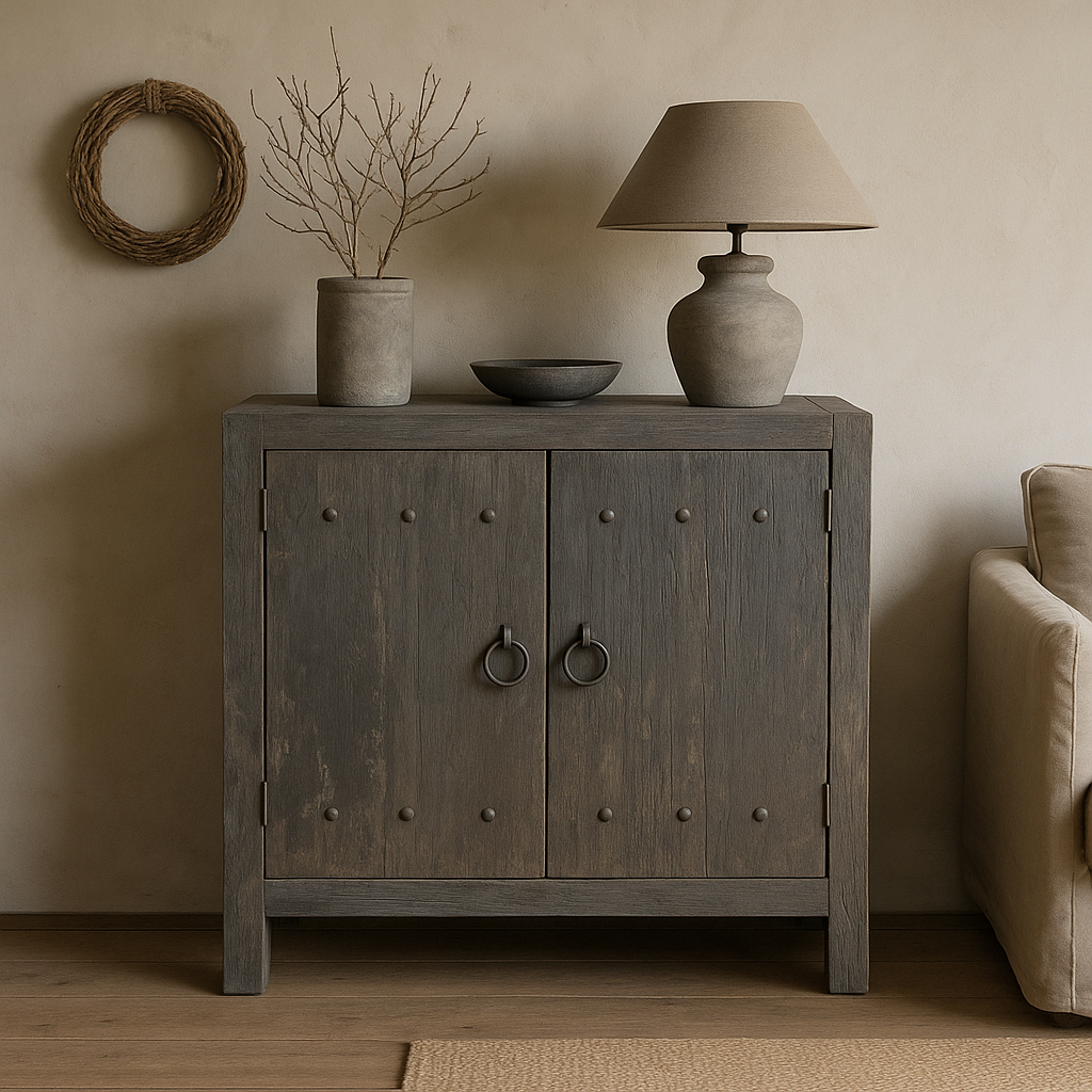Rene Houtman Commode Oud Hout 2-Deurs Grijs H90xB90xD40 Cm