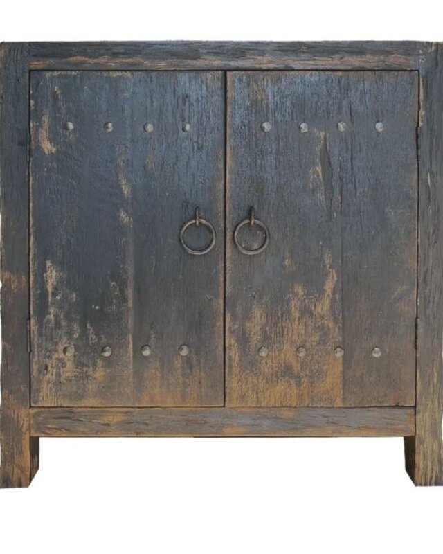 Rene Houtman Commode Oud Hout 2-Deurs Zwart H90xB90xD40 Cm