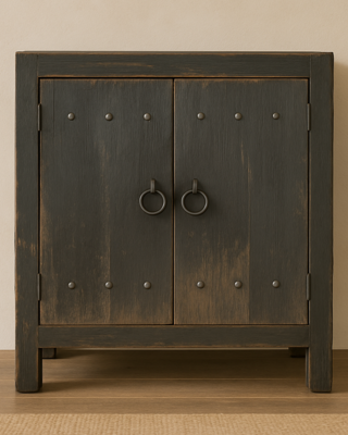 Rene Houtman Commode Oud Hout 2-Deurs Zwart H90xB90xD40 Cm