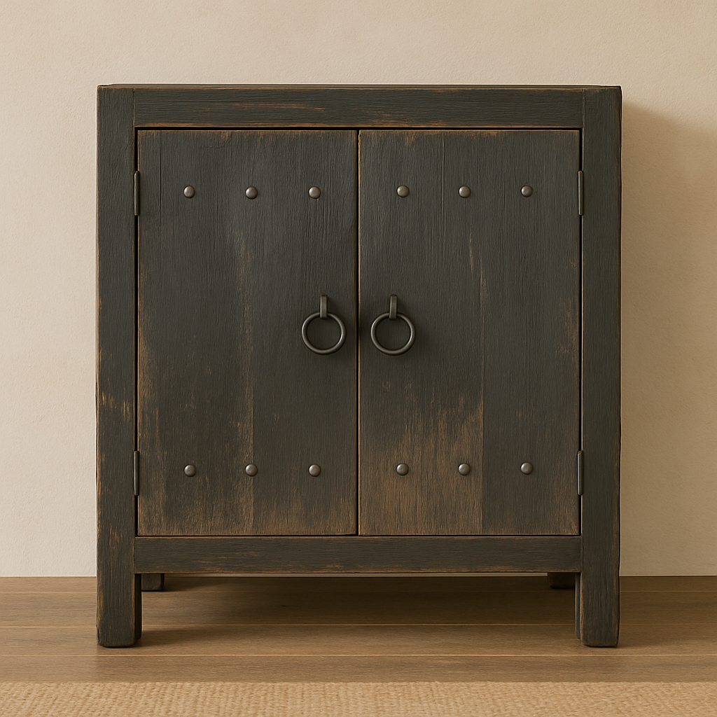 Rene Houtman Commode Oud Hout 2-Deurs Zwart H90xB90xD40 Cm