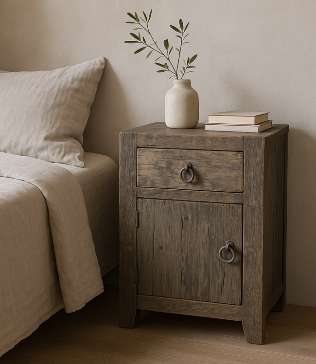 Rene Houtman Nachtkastje Grey 1-Deurs 1-Lade H65xB45xD40 Cm