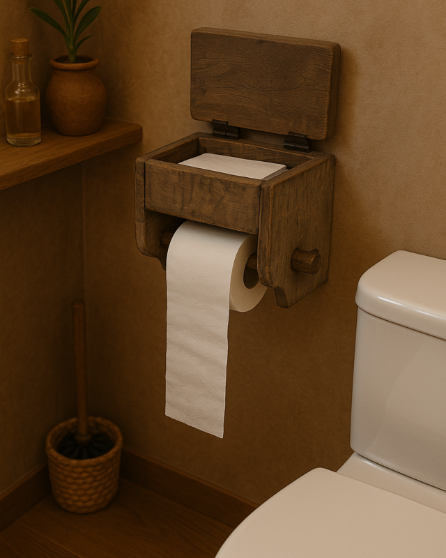 Be-Uniq Toiletrolhouder Meno Met Klepje | Oud Hout | 22x20x15 Cm