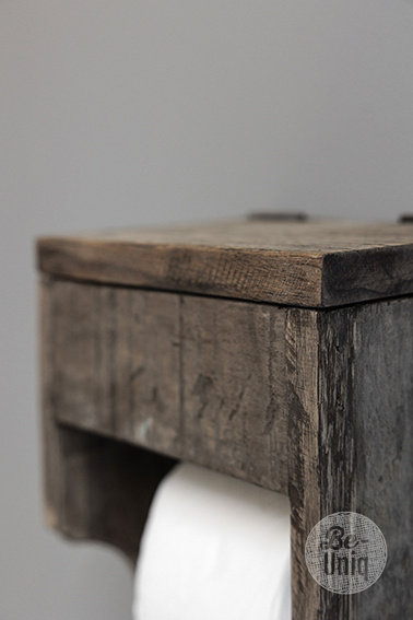 Be-Uniq Toiletrolhouder Meno Met Klepje | Oud Hout | 22x20x15 Cm