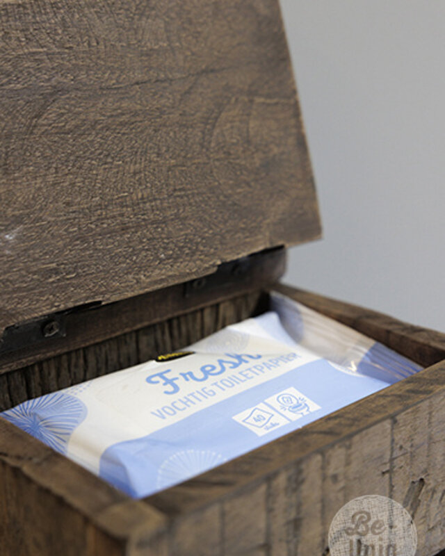 Be-Uniq Toiletrolhouder Meno Met Klepje | Oud Hout | 22x20x15 Cm