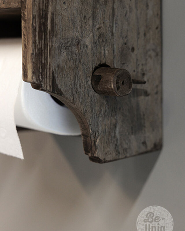 Be-Uniq Toiletrolhouder Meno Met Klepje | Oud Hout | 22x20x15 Cm