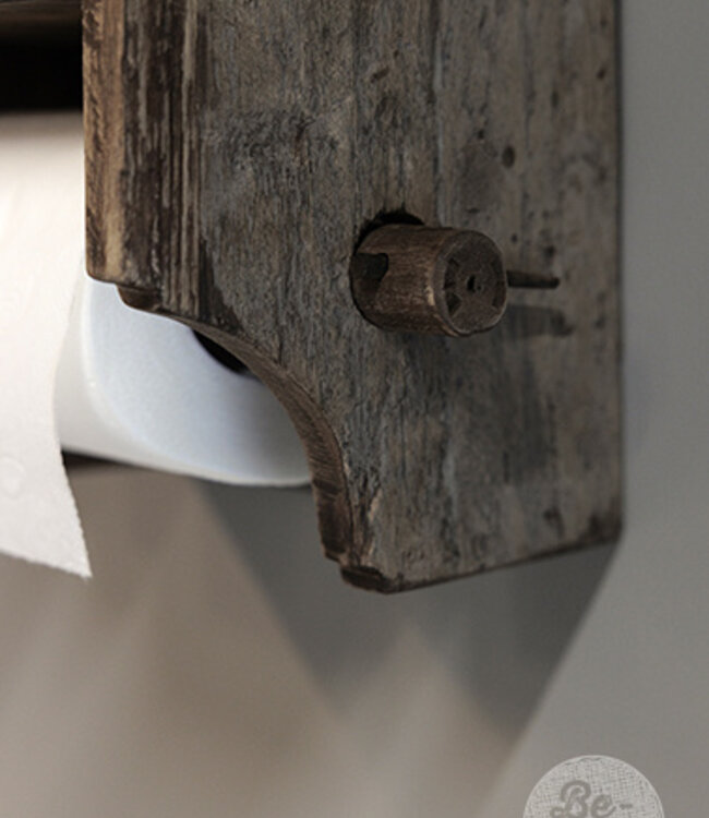 Be-Uniq Toiletrolhouder Meno Met Klepje | Oud Hout | 22x20x15 Cm
