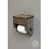 Toiletrolhouder Meno Met Klepje | Oud Hout | 22x20x15 Cm