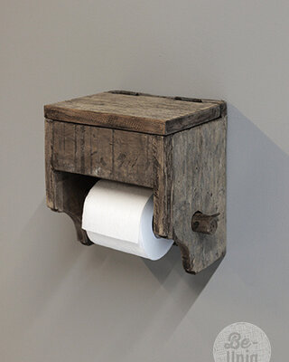 Be-Uniq Toiletrolhouder Meno Met Klepje | Oud Hout | 22x20x15 Cm