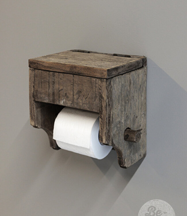 Be-Uniq Toiletrolhouder Meno Met Klepje | Oud Hout | 22x20x15 Cm