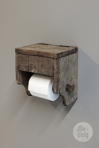 Be-Uniq Toiletrolhouder Meno Met Klepje | Oud Hout | 22x20x15 Cm