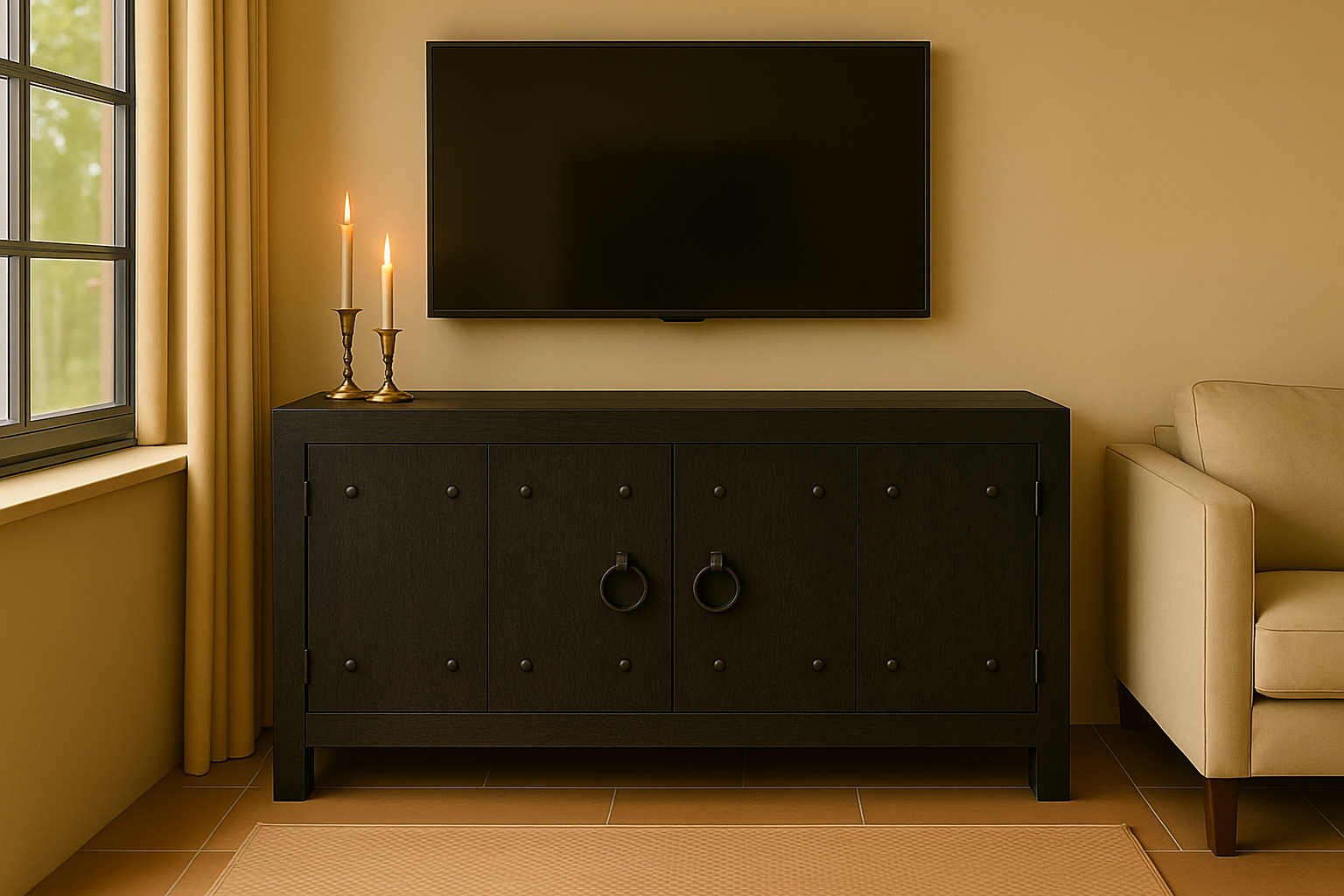 Rene Houtman TV-Dressoir | Zwart | 2-Deurs | 100x55x40 cm