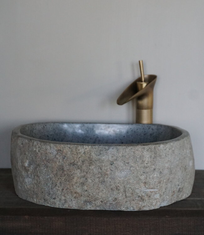 Rene Houtman Grote Stenen Waskom + Spoelgat | H15 x B44 x D35 cm