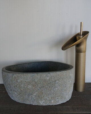 Rene Houtman Kleine Stenen Waskom + Spoelgat | H13 x B30 x D20 cm