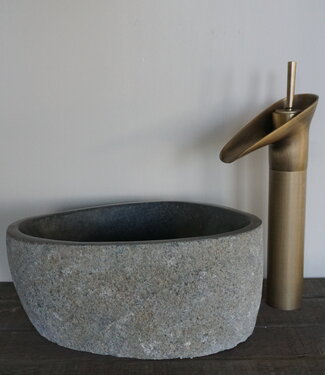 Rene Houtman Kleine Stenen Waskom + Spoelgat | H13 x B30 x D20 cm
