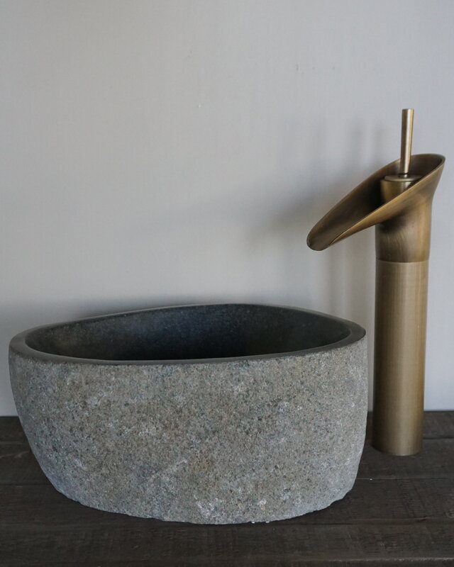 Rene Houtman Kleine Stenen Waskom + Spoelgat | H13 x B30 x D20 cm