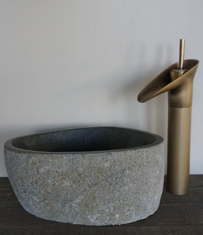 Rene Houtman Kleine Stenen Waskom + Spoelgat | H13 x B30 x D20 cm