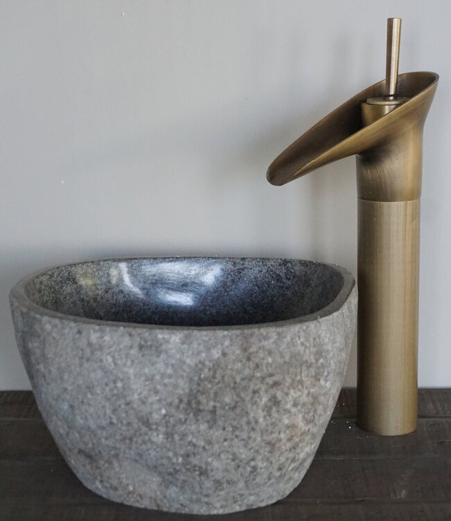 Rene Houtman Kleine Stenen Waskom + Spoelgat | H13 x B24 x D25 cm