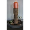 Unieke Oud Houten Kandelaar | H24 x D7 cm
