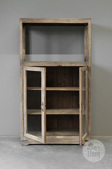 Be-Uniq Oude Vitrinekastje | Rustiek Verweerd | H152xB83xD38 cm