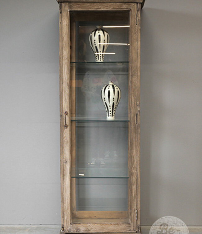 Be-Uniq Oude Vitrinekast | Rustiek Verweerd | H188xB68xD46 cm