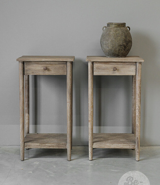 Be-Uniq Bijzettafel Oud Teak | Rustiek Verweerd | H76xB41xD35 cm