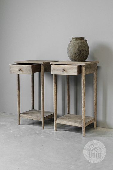 Be-Uniq Bijzettafel Oud Teak | Rustiek Verweerd | H76xB41xD35 cm