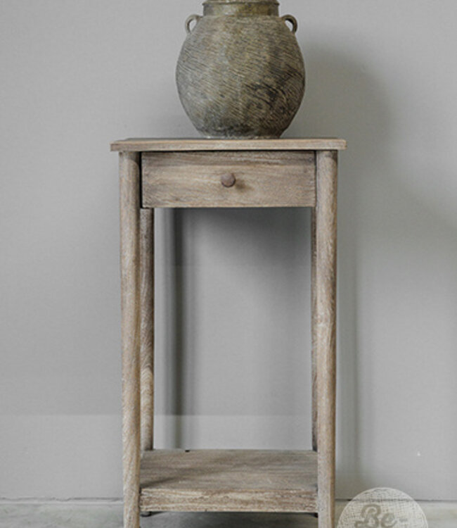Be-Uniq Bijzettafel Oud Teak | Rustiek Verweerd | H76xB41xD35 cm
