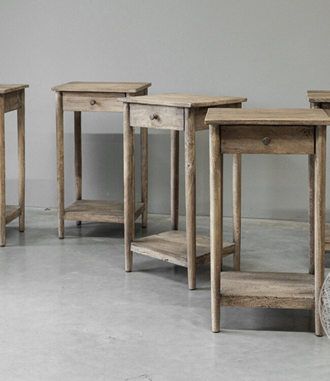 Be-Uniq Bijzettafel Oud Teak | Rustiek Verweerd | H76xB41xD35 cm