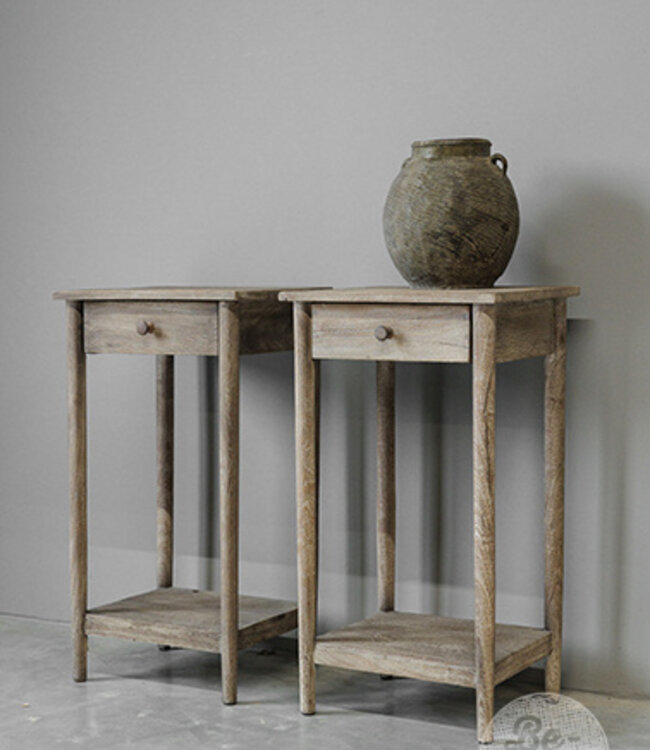 Be-Uniq Bijzettafel Oud Teak | Rustiek Verweerd | H76xB41xD35 cm