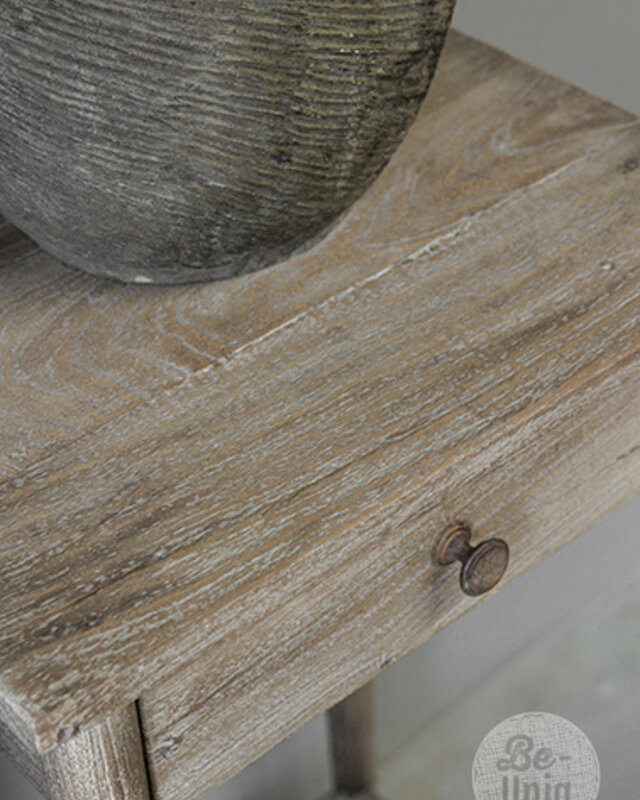 Be-Uniq Bijzettafel Oud Teak | Rustiek Verweerd | H76xB41xD35 cm
