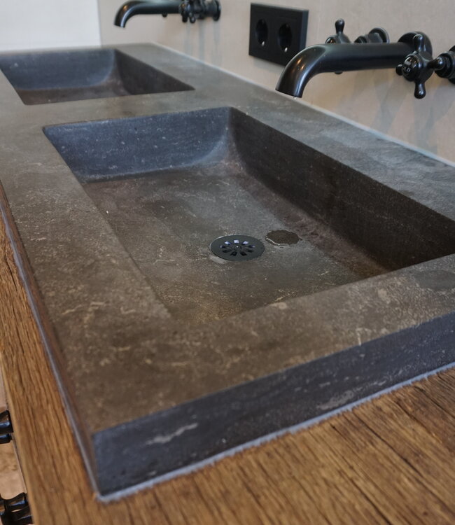 Wiesbaden Raw Wastafel - Dubbel Zonder Kraangaten - 120x46x5 cm