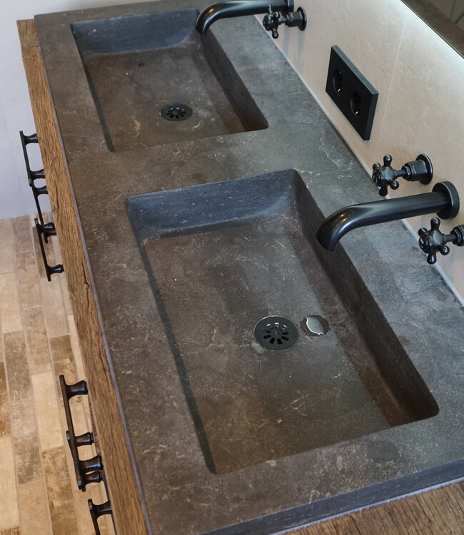 Wiesbaden Raw Wastafel - Dubbel Zonder Kraangaten - 120x46x5 cm