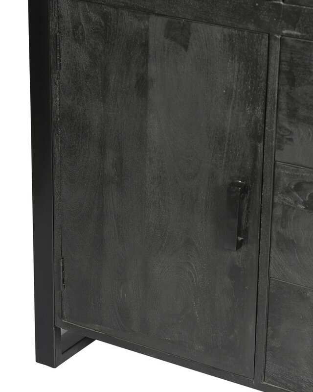 Livingfurn Kast Norris Zwart Mangohout 150x100x43 cm